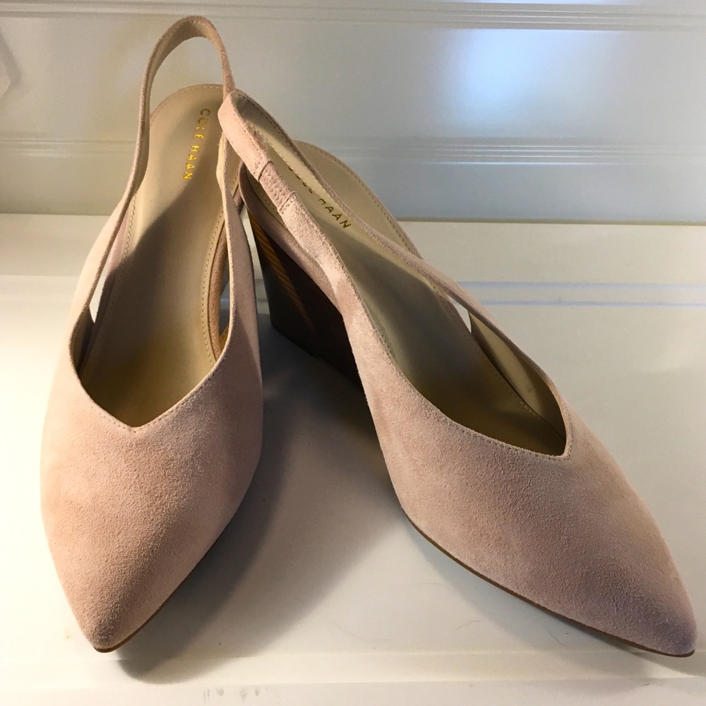 Cole Haan Elnora sling back wedge pump - Mahogany Rose Suede - Picture 3 of 13